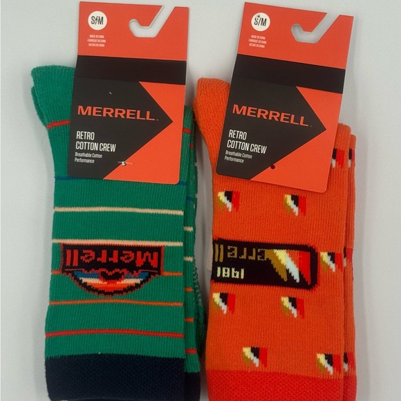 Merrell Other - 2 Pack Merrell Retro Cotton Crew Breathable Cotton Performance Socks Size S/M